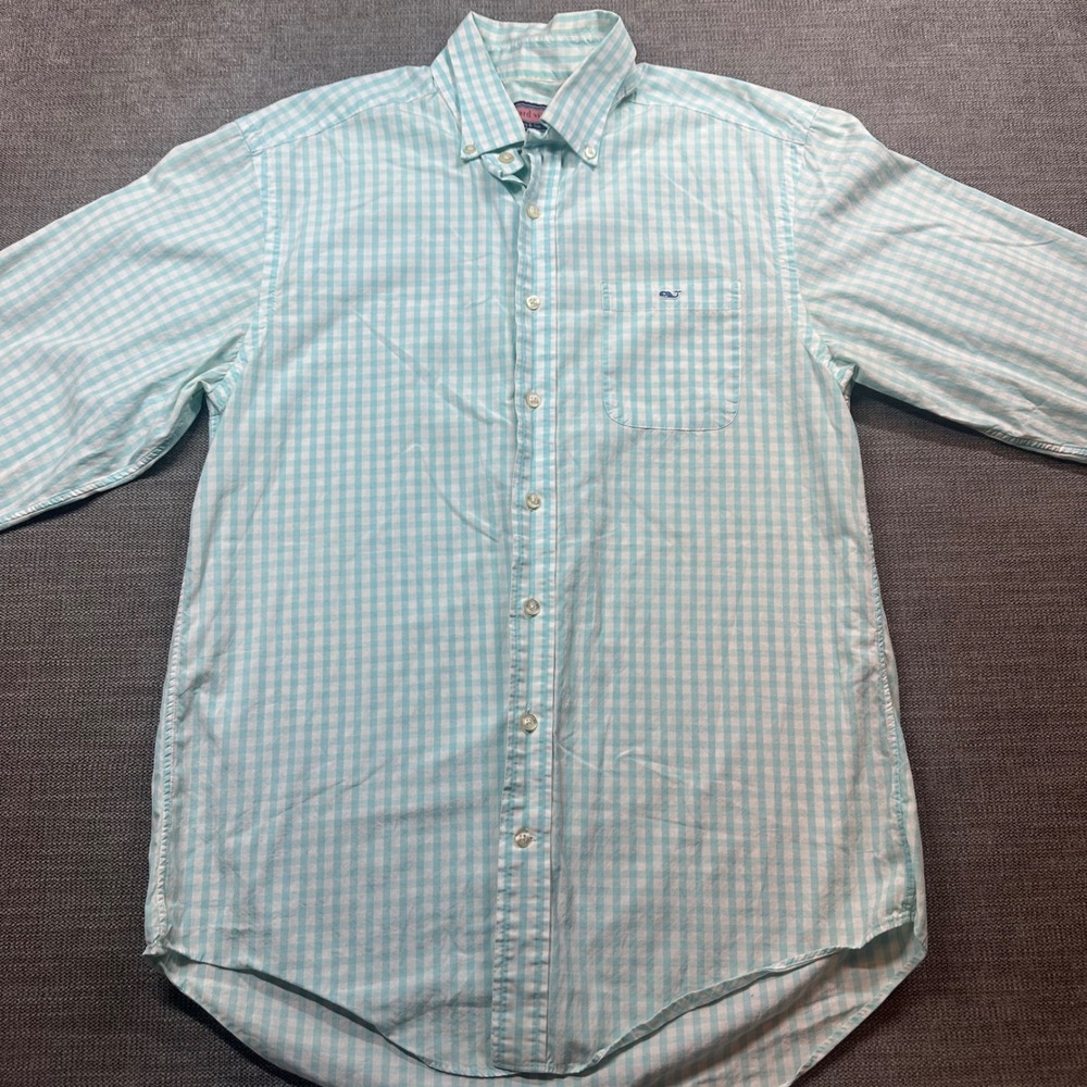 Vineyard Vines Tucker Shirt Mens Medium Blue Gingham Cotton Button Down